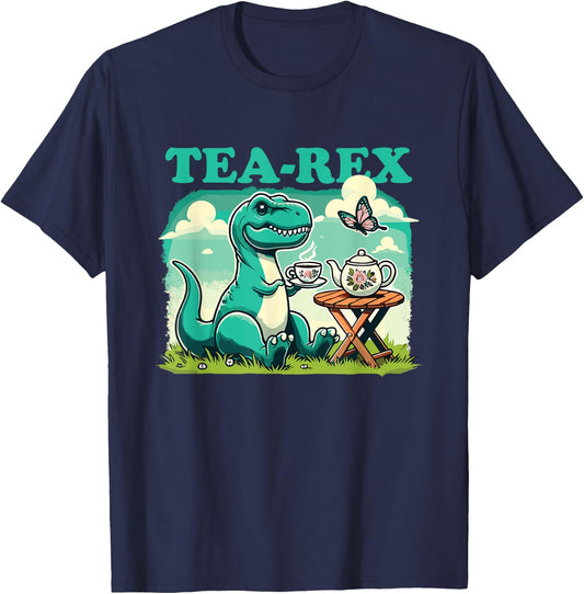 Tea-Rex Funny Dinosaur Tea Lover T-Shirt - T-Shirt | Navy