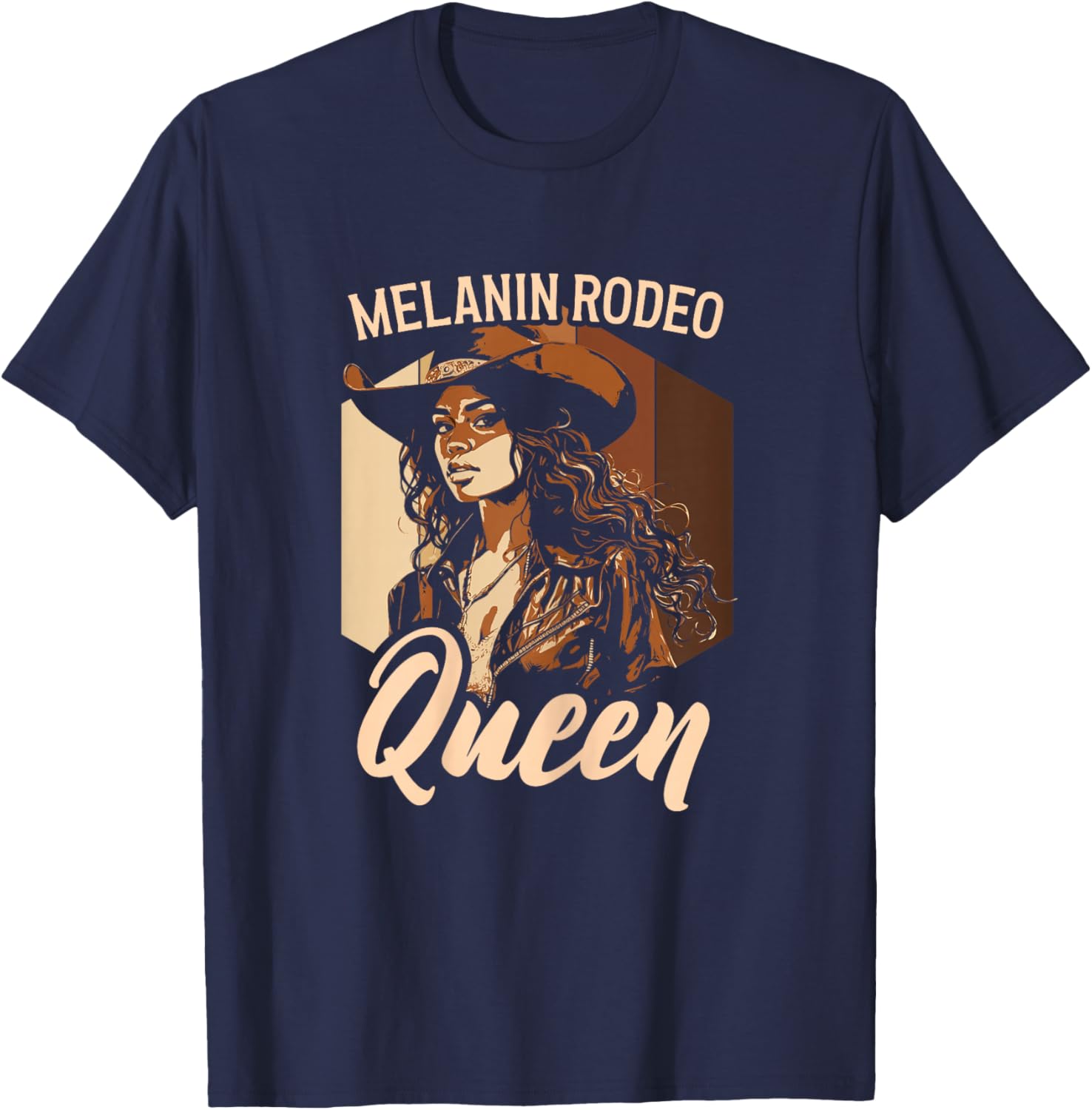 Melanin Rodeo Queen Bronc Riding African American T-Shirt - T-Shirt | Navy