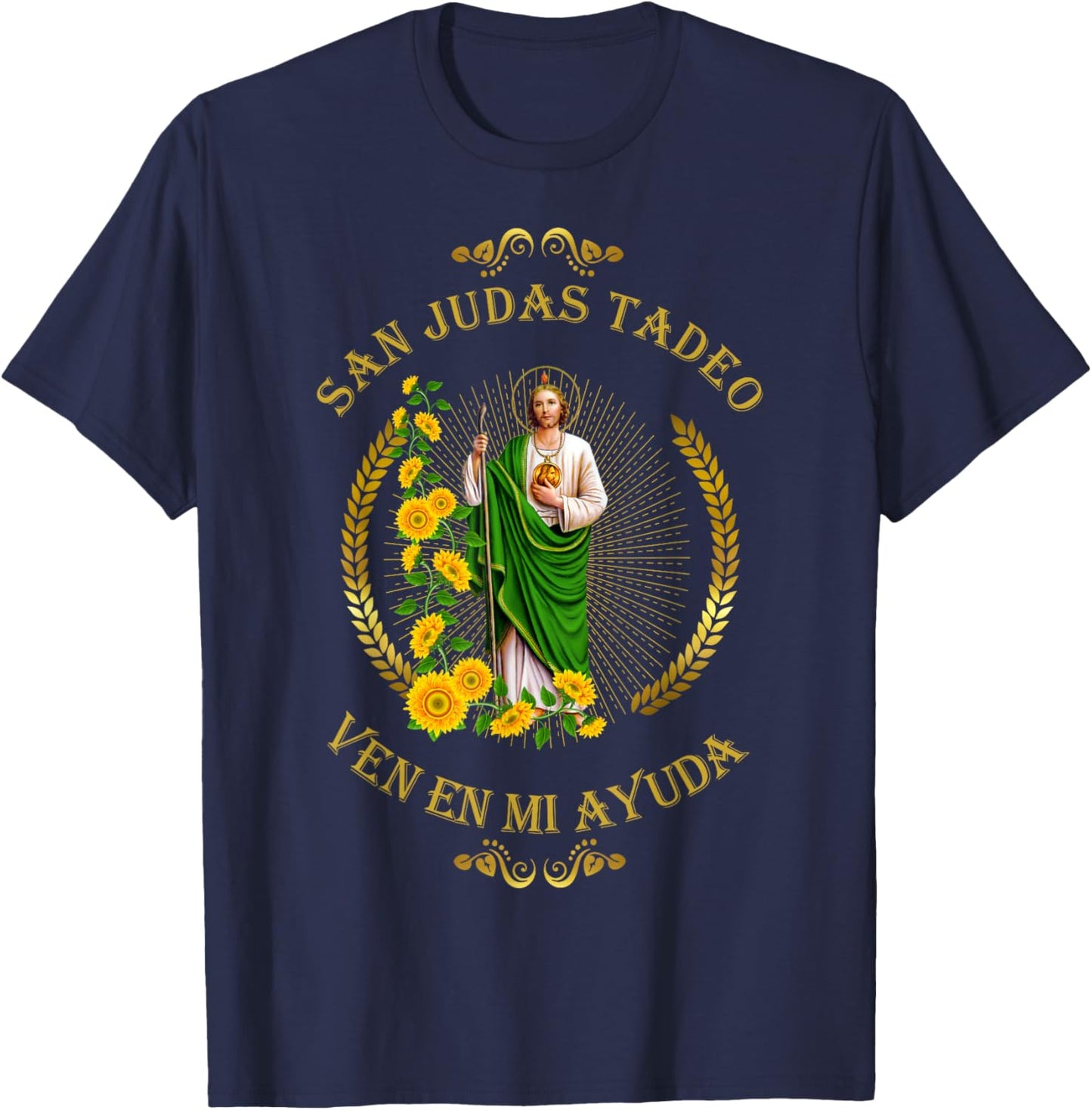 San Judas Tadeo Siempre A Mi Lado Spanish Jesus T-Shirt - T-Shirt | Navy