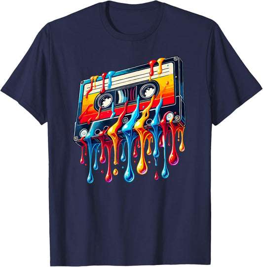 80s 90s Retro Party Costume Nostalgia Cassette T-Shirt - T-Shirt | Navy