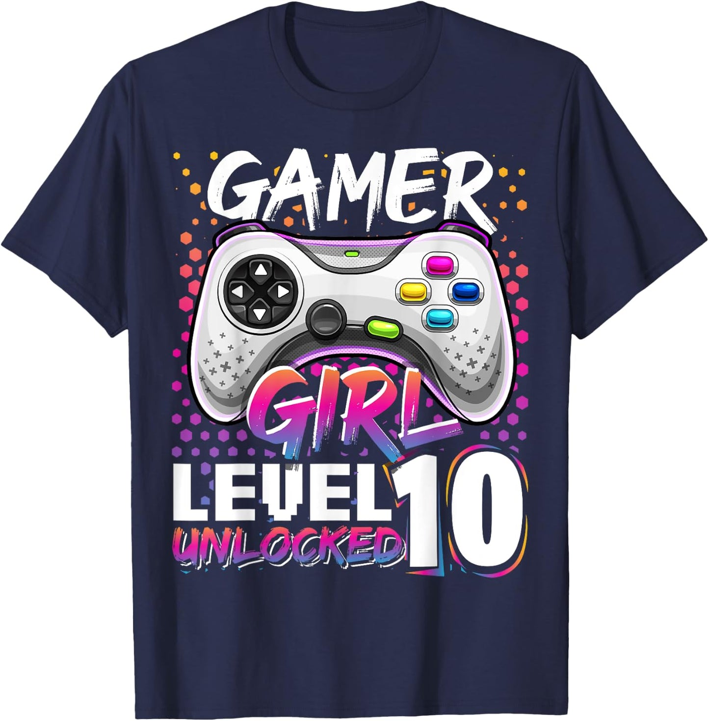 Gamer Girl Level 10 Unlocked Video Game Birthday Gift Girls T-Shirt - T-Shirt | Navy