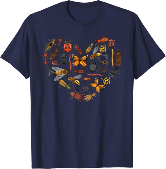 Valentine Bug Lover Insects Love Heart Entomologist T-Shirt - T-Shirt | Navy