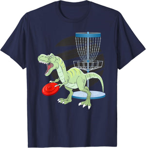 T Rex Frisbee Dinosaur Recreational Tosser Dino Disc Golf T-Shirt - T-Shirt | Navy
