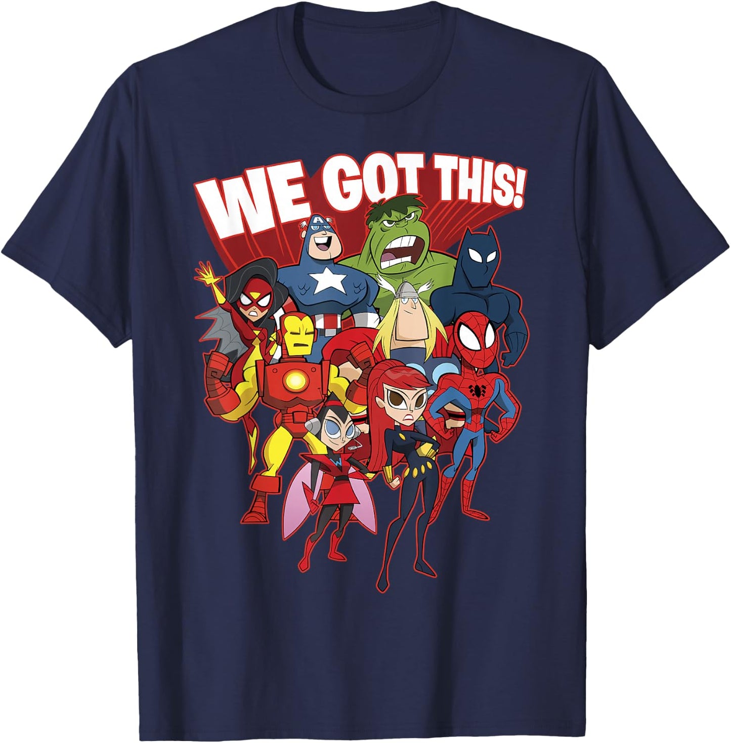 Marvel Avengers We Got This! Retro Cartoon Portrait T-Shirt - T-Shirt | Navy