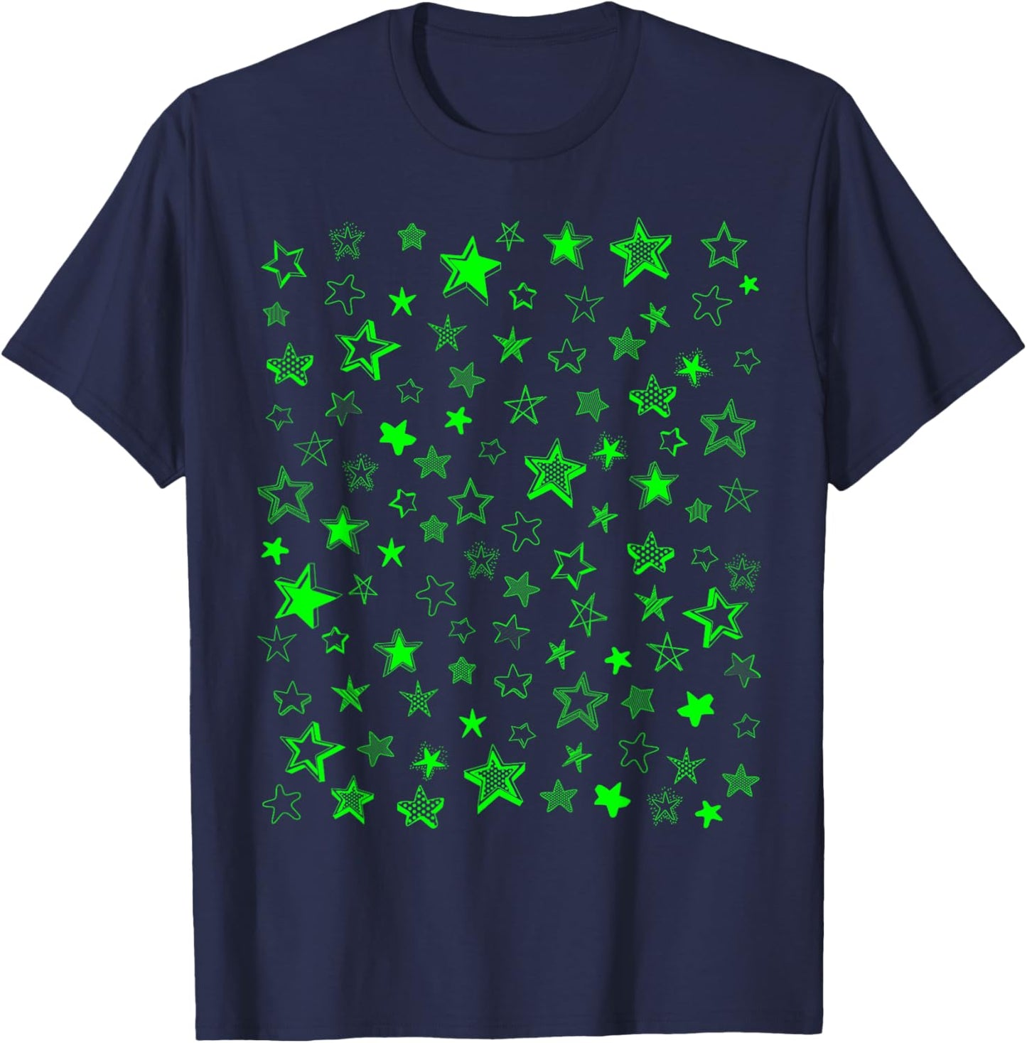 100 Days of School Teachers Kids Child Smarter Green Stars T-Shirt - T-Shirt | Navy
