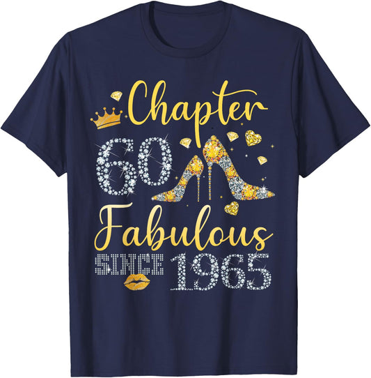 Women Chapter 60 Fabulous Since 1965 60 years old Birthday T-Shirt - T-Shirt | Navy