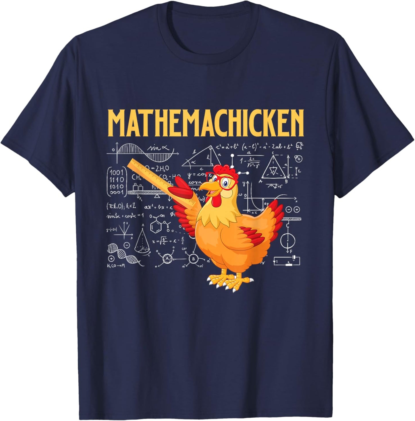 Mathemachicken - Chicken Math Lover Animal Poultry Owner T-Shirt - T-Shirt | Navy