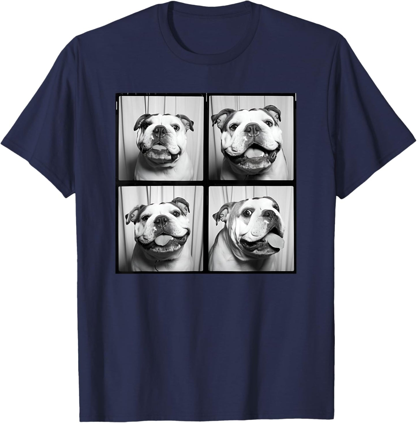 English Bulldog Puppy Face Pet Portrait Bulldog Mom T-Shirt - T-Shirt | Navy