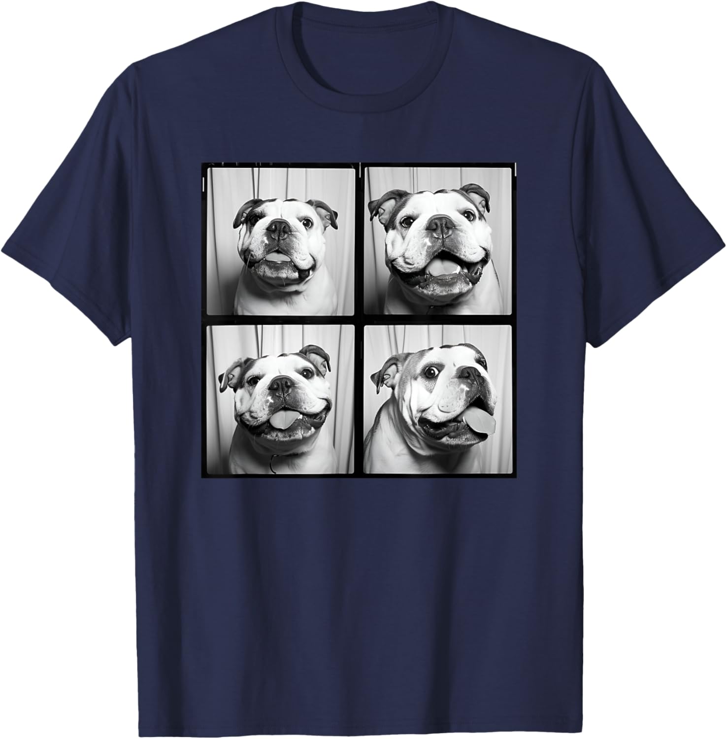 English Bulldog Puppy Face Pet Portrait Bulldog Mom T-Shirt - T-Shirt | Navy