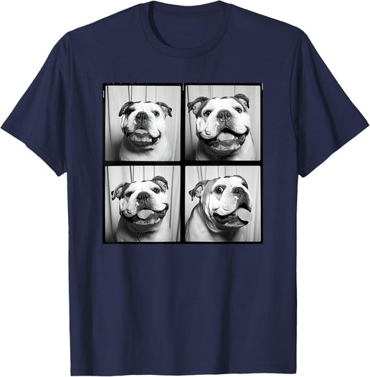 English Bulldog Puppy Face Pet Portrait Bulldog Mom T-Shirt - T-Shirt | Navy