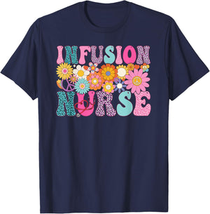 Infusion Nurse Week Groovy Appreciation Day T-Shirt - T-Shirt | Navy
