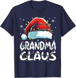 Grandma Claus Christmas Lights Matching Family Xmas Pajama T-Shirt - T-Shirt | Navy
