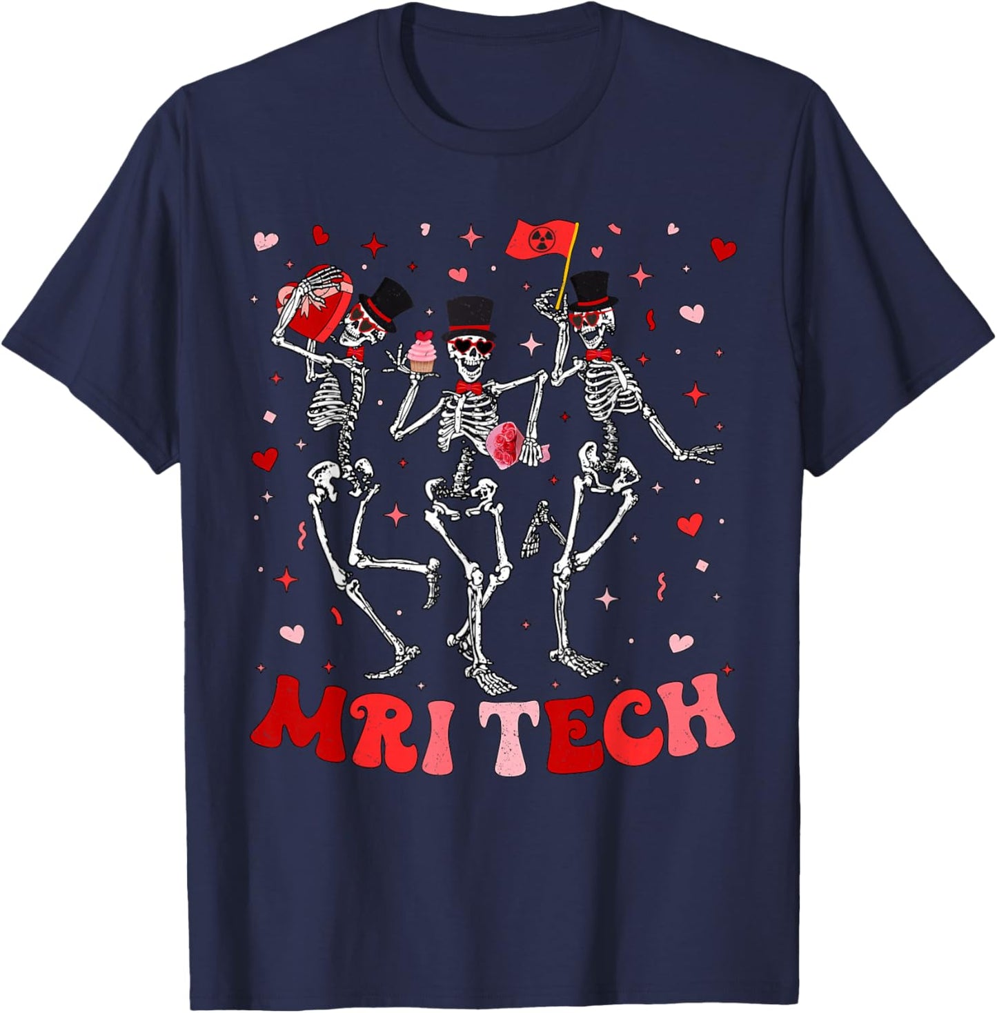 Skeleton MRI Radiology MRI Technologist MRI Tech Valentines T-Shirt - T-Shirt | Navy