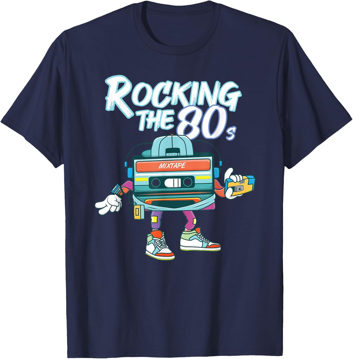Retro 80s Rocking The 80s Mixtape Vintage Classic 1980s T-Shirt - T-Shirt | Navy