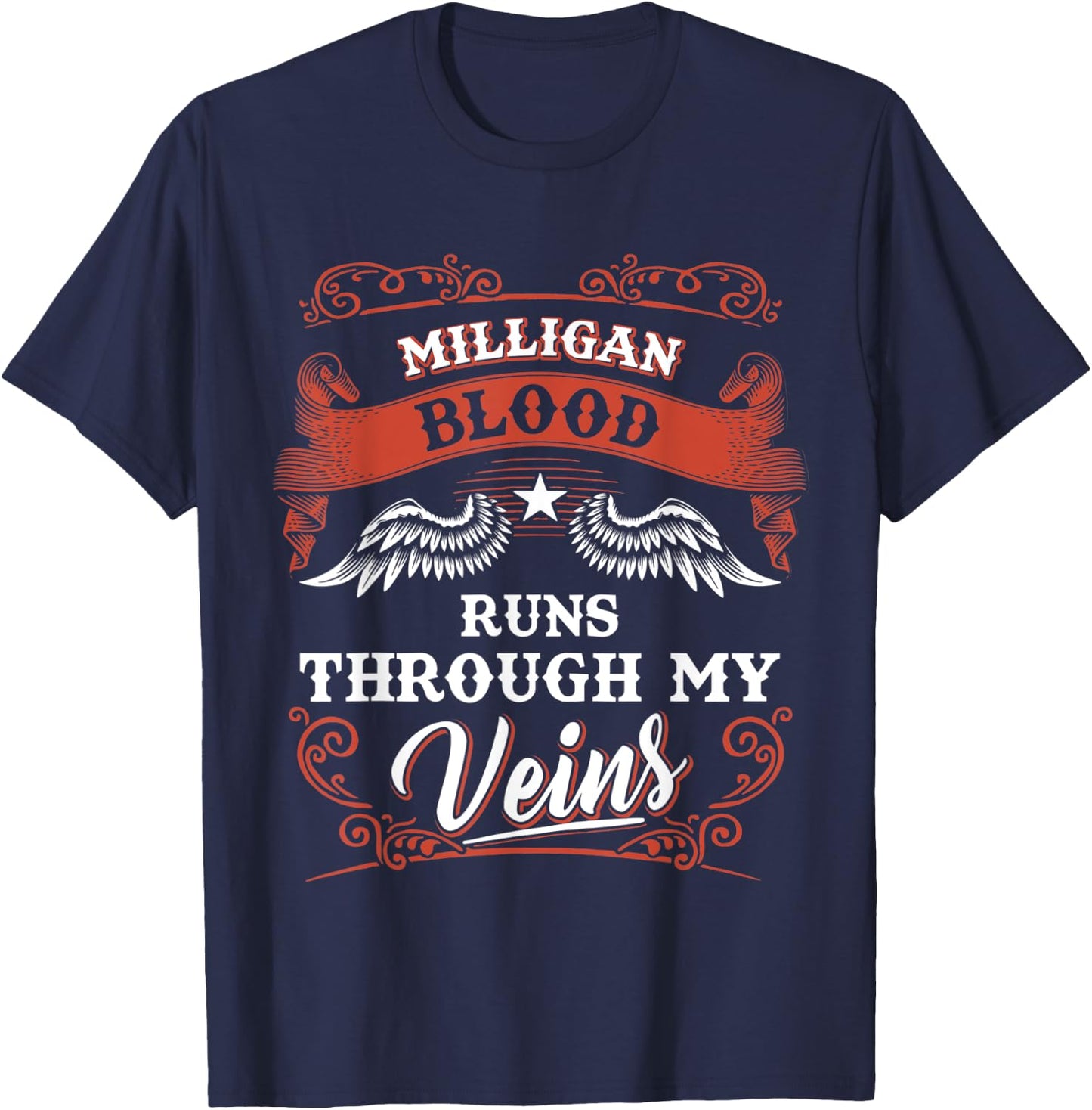 MILLIGAN blood runs through my veins shirt youth kid 2k3td T-Shirt - T-Shirt | Navy