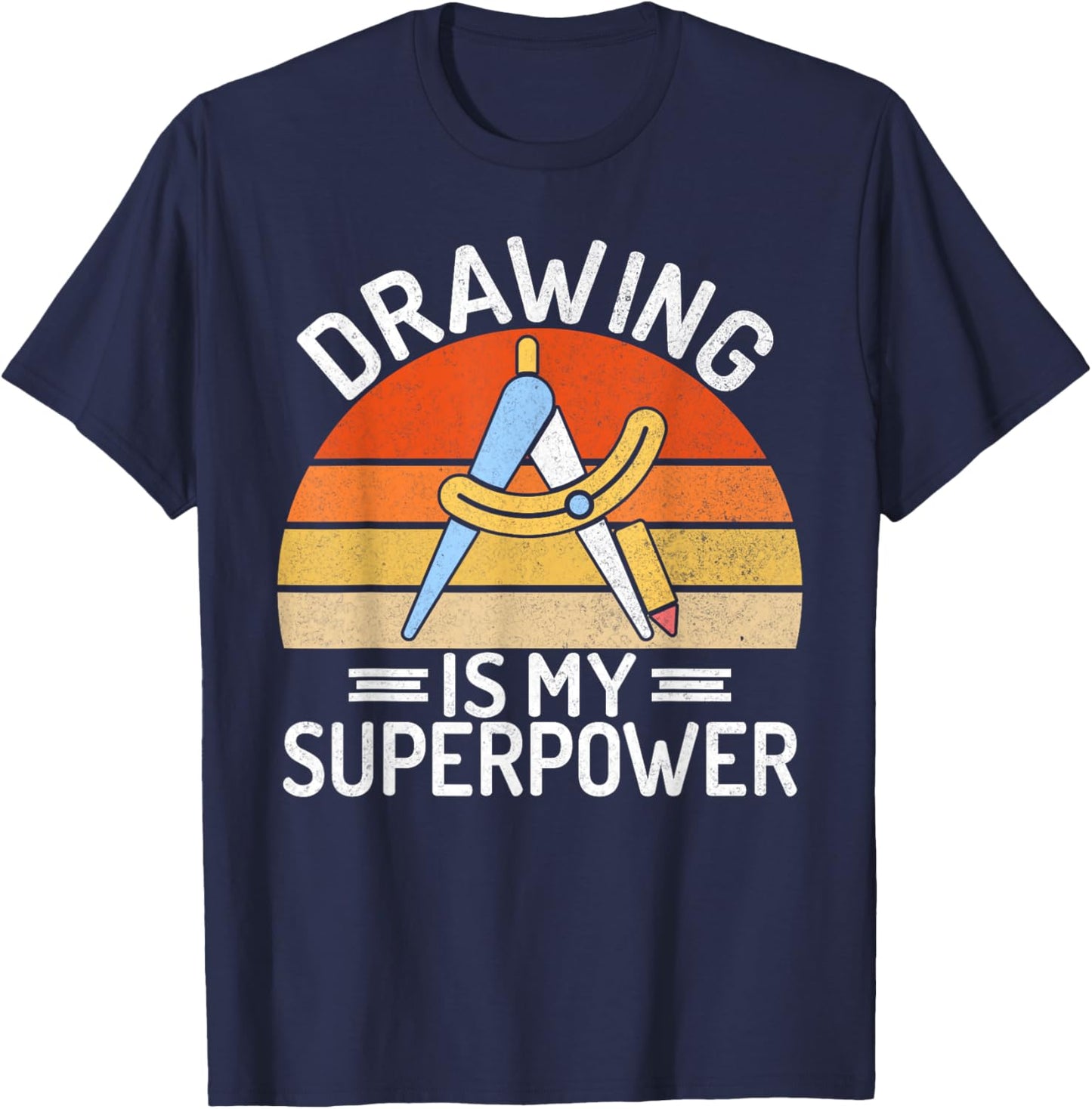 Drawing is my Superpower Draftsman T-Shirt - T-Shirt | Navy