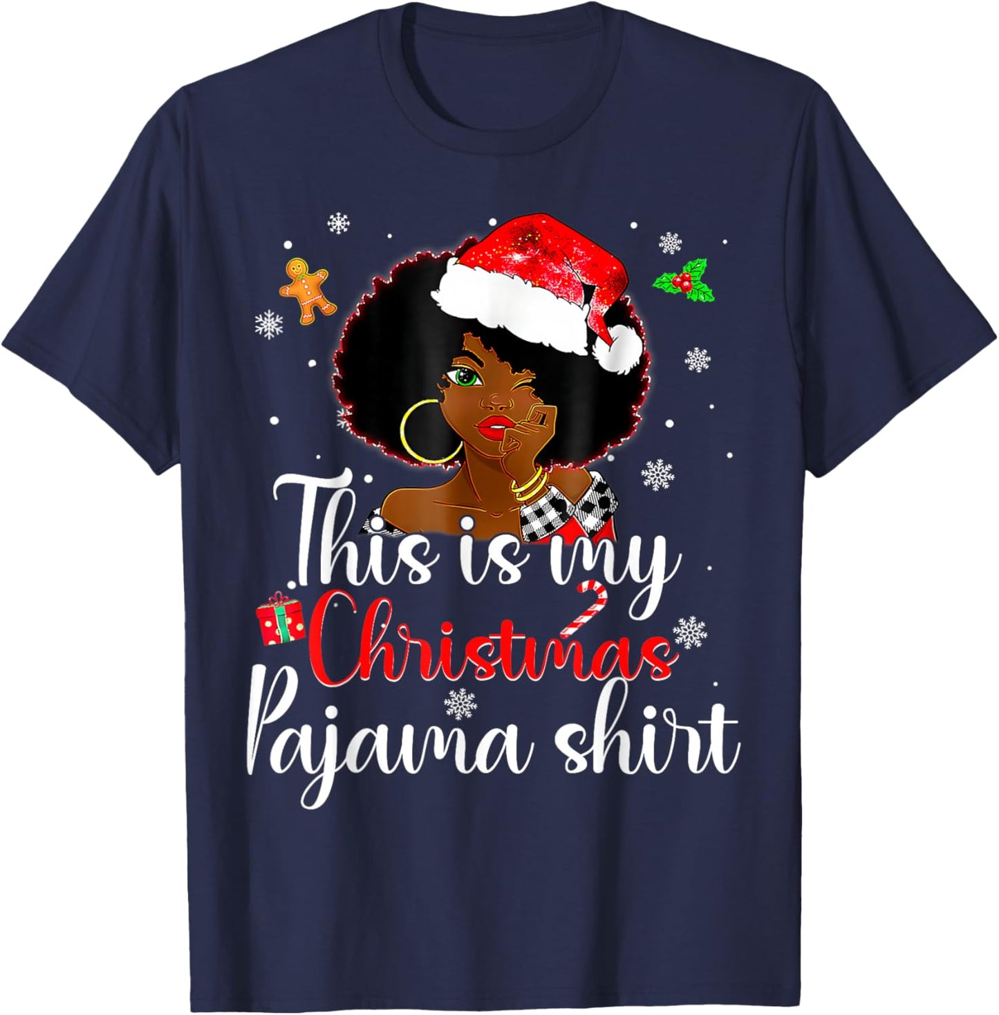This Is My Christmas Pajama Black African American Melanin T-Shirt - T-Shirt | Navy