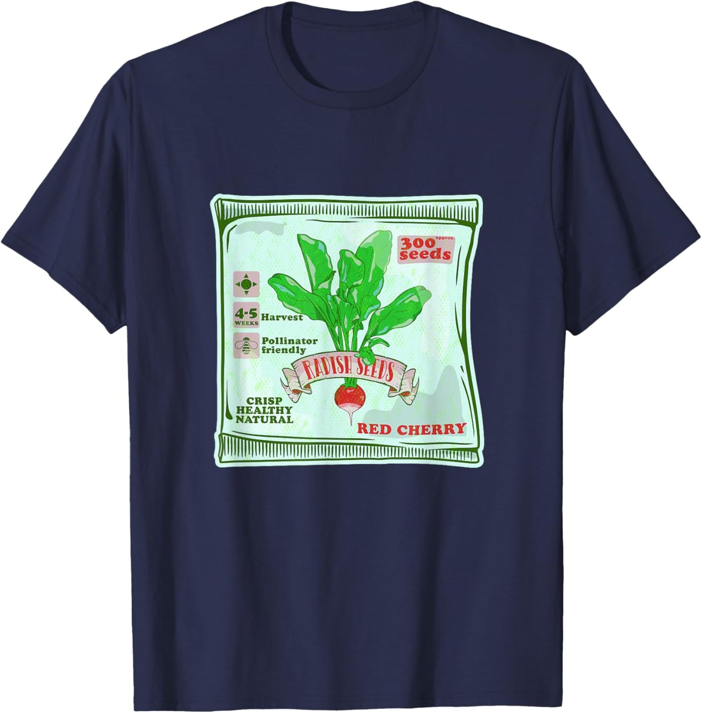 Radish seeds packet growing vegetables T-Shirt - T-Shirt | Navy