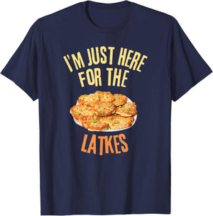 I'm Just Here For The Latkes Funny Food Lover T-Shirt - T-Shirt | Navy