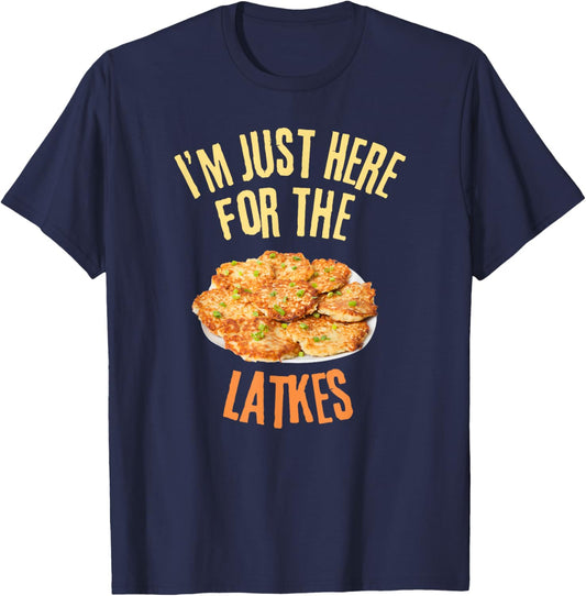 I'm Just Here For The Latkes Funny Food Lover T-Shirt - T-Shirt | Navy
