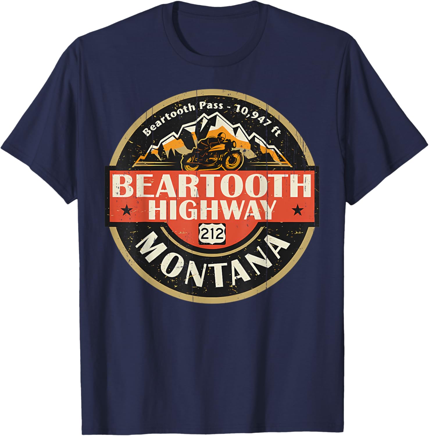 Vintage Beartooth Highway Mountain Hiking Nature T-Shirt - T-Shirt | Navy