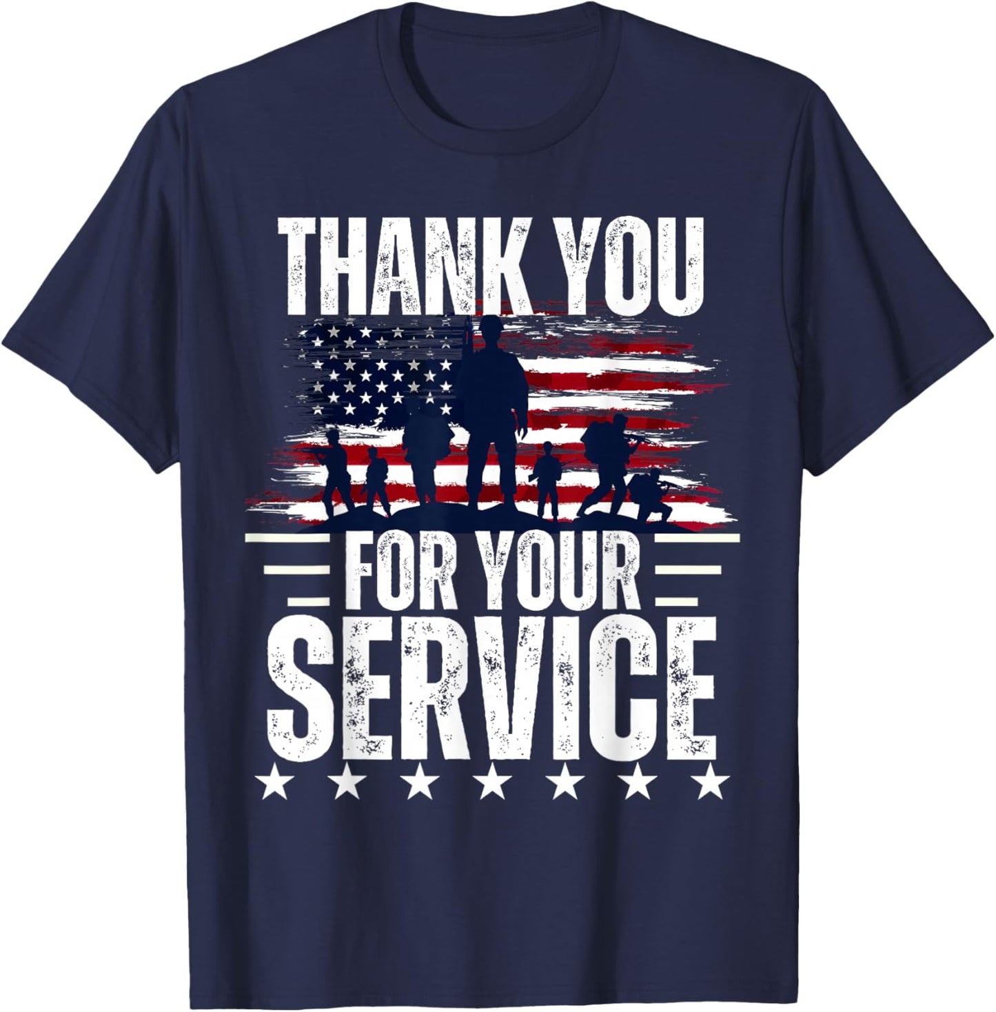 Vintage Veteran Thank You for Your Service Veteran's Day T-Shirt - T-Shirt | Navy