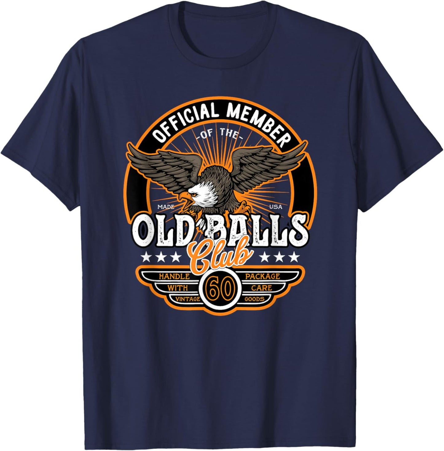 Vintage 60th Birthday Old Balls Club 60 's 60th T-Shirt - T-Shirt | Navy