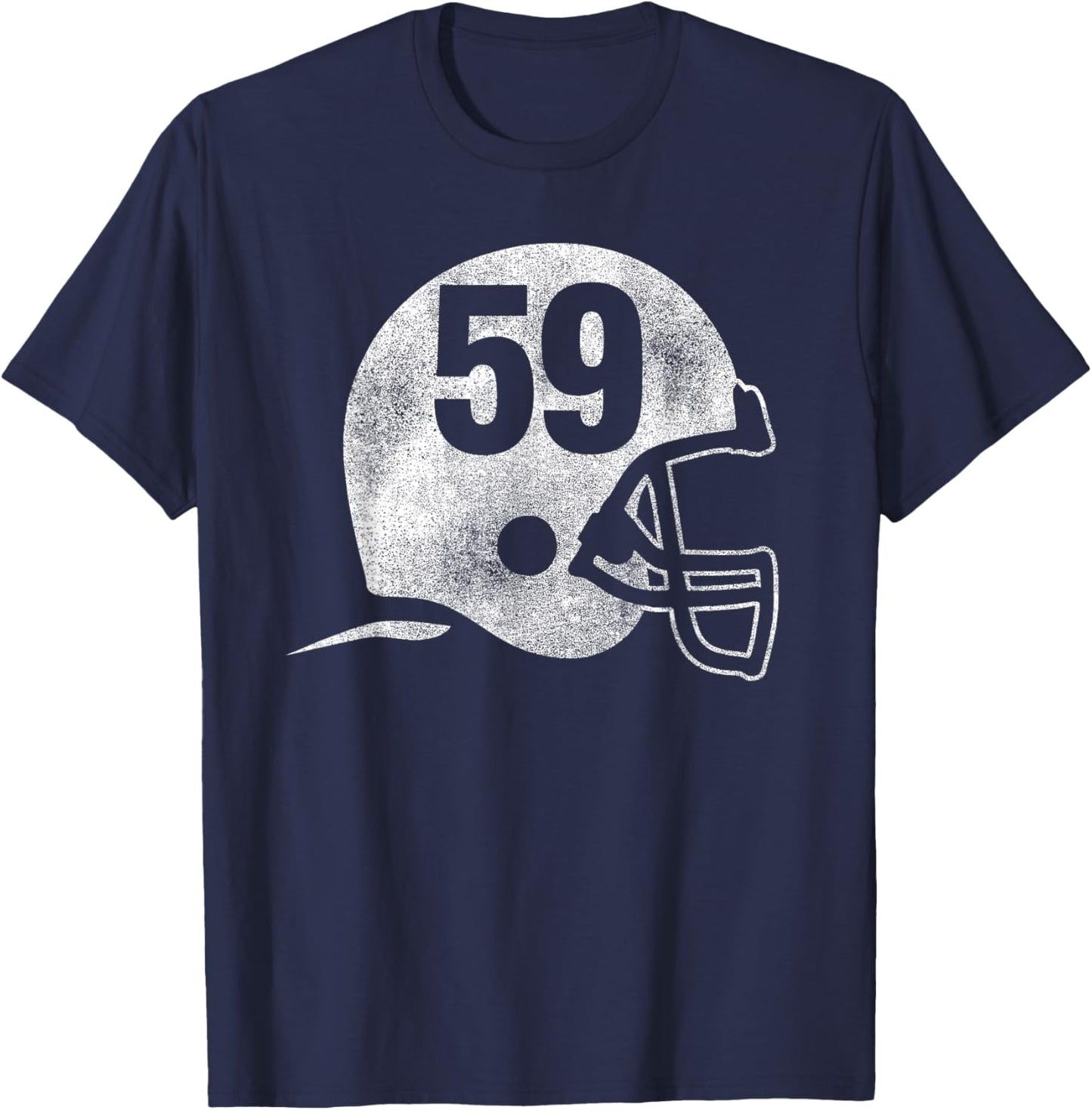 Vintage Football Helmet Player Number 59 T-Shirt - T-Shirt | Navy