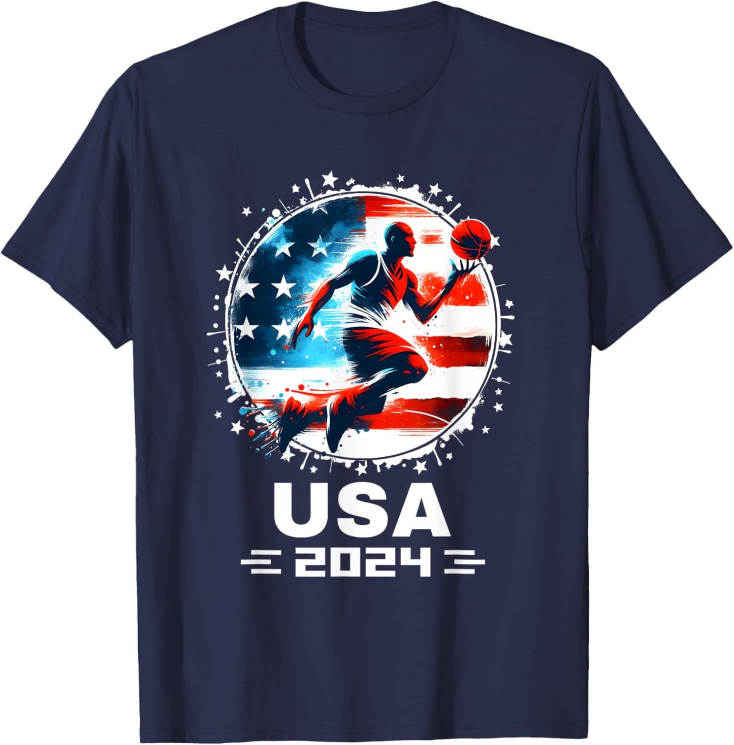 USA Team 2024 Basketball Shirt 2024 Basketball Apparel 2024 T-Shirt - T-Shirt | Navy