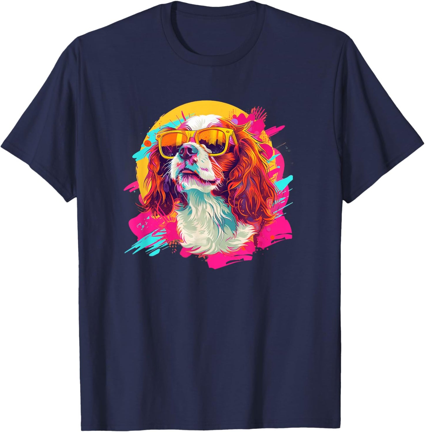 Kid Funny Retro Vintage 80s 90s Cavalier Dog Mom T-Shirt - T-Shirt | Navy
