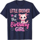 Little Brother Of The Birthday Girl Cute Cat Lover Kitten T-Shirt - T-Shirt | Navy