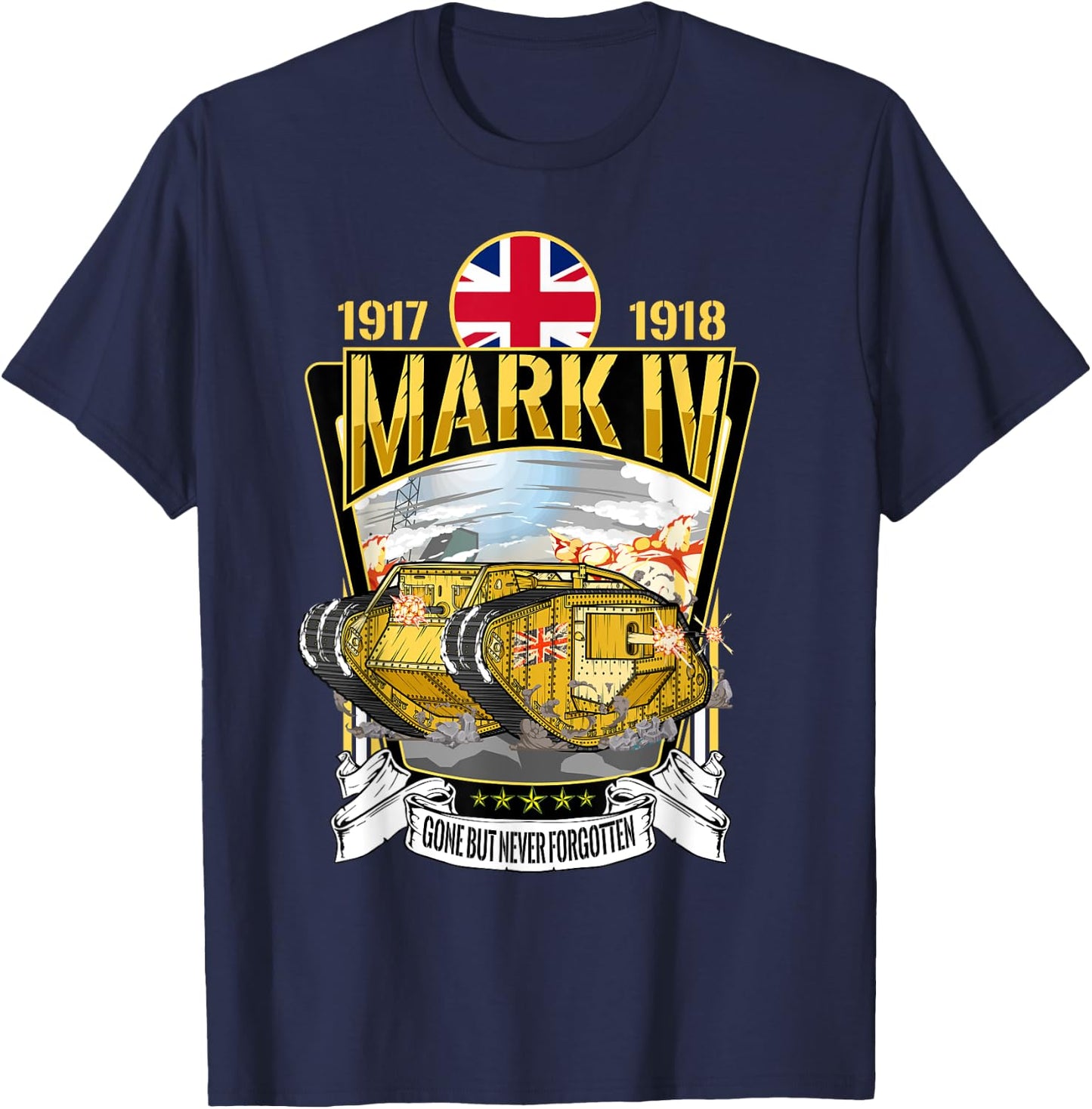 Vintage World War 1 British Tank Mark IV Male WW1 gift T-Shirt - T-Shirt | Navy