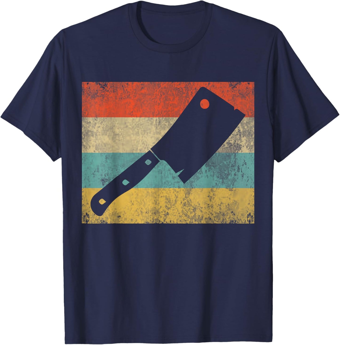 Funny Vintage Meat Cleaver Cooking Joke Chef Retro Women Men T-Shirt - T-Shirt | Navy