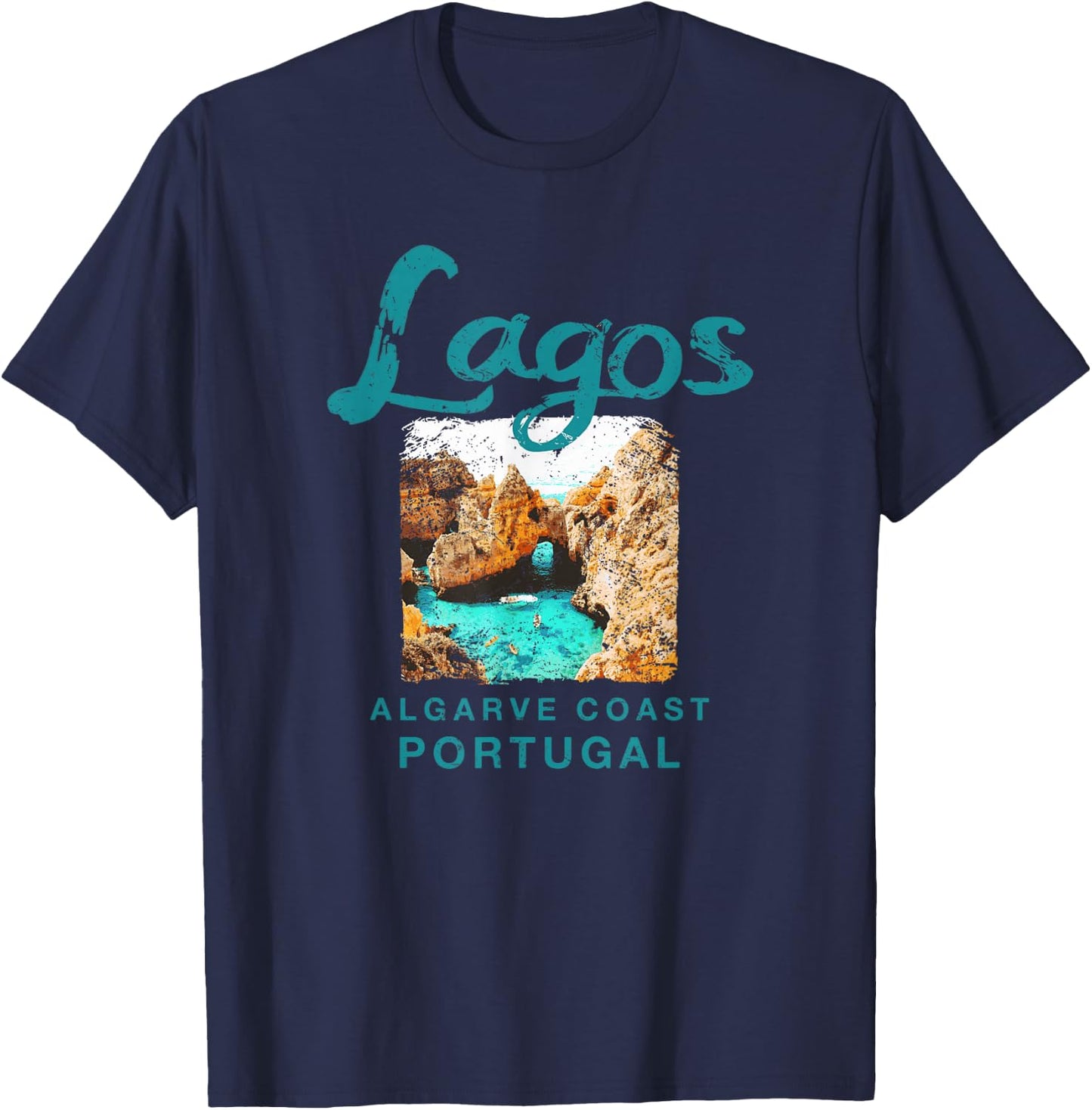 Lagos Portugal Algarve Coast Vintage Portuguese T-Shirt - T-Shirt | Navy