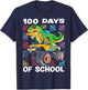 100th Day of School 100 Days School Truck Dinosaur Boys Kids T-Shirt - T-Shirt | Navy