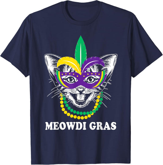 Meowdi Gras Mardi Gras Cat Lover New Orleans Louisiana USA Women Kids T-Shirt - T-Shirt | Navy