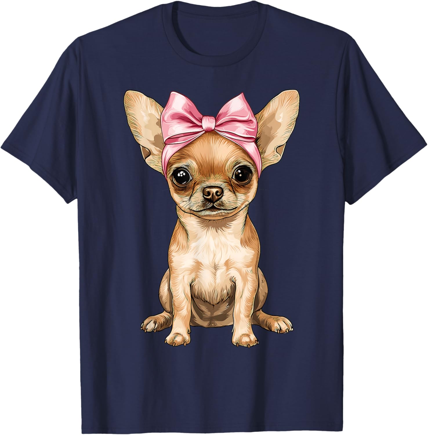 Coquette Bow Chihuahua Dog Mom Mothers Day Pink Girl T-Shirt - T-Shirt | Navy