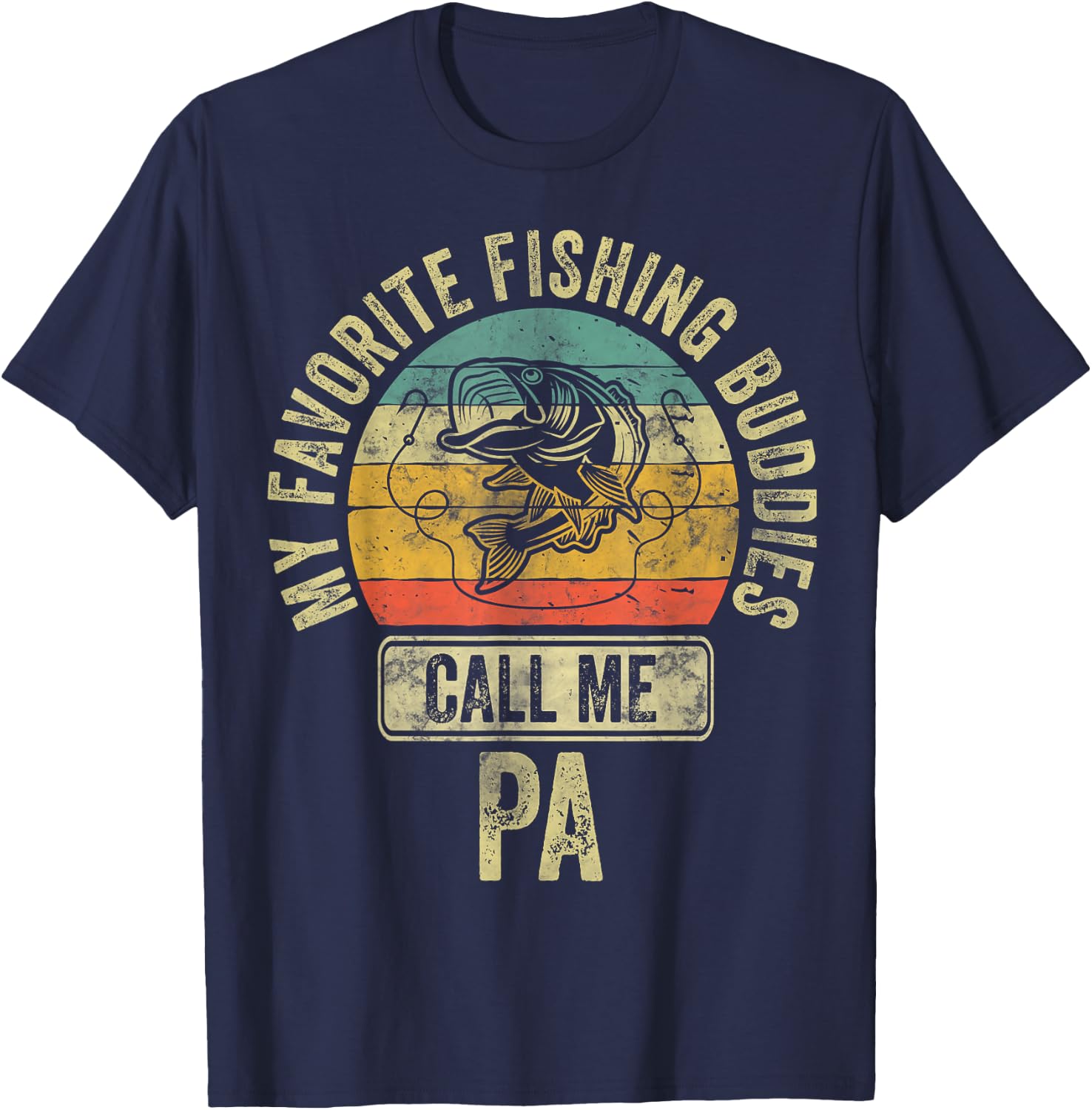 My Favorite Fishing Buddies Call Me Pa Shirt Fisherman T-Shirt - T-Shirt | Navy