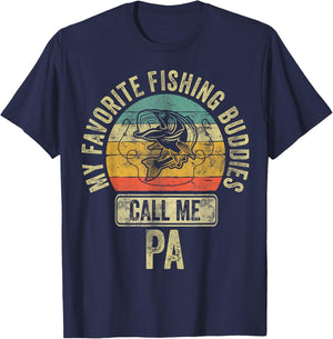 My Favorite Fishing Buddies Call Me Pa Shirt Fisherman T-Shirt - T-Shirt | Navy