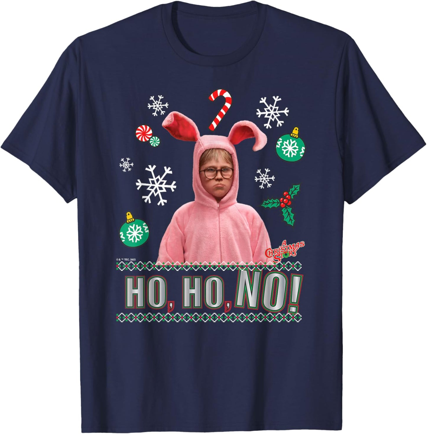 A Christmas Story - Ho Ho Ho Pink Bunny Suit T-Shirt - T-Shirt | Navy