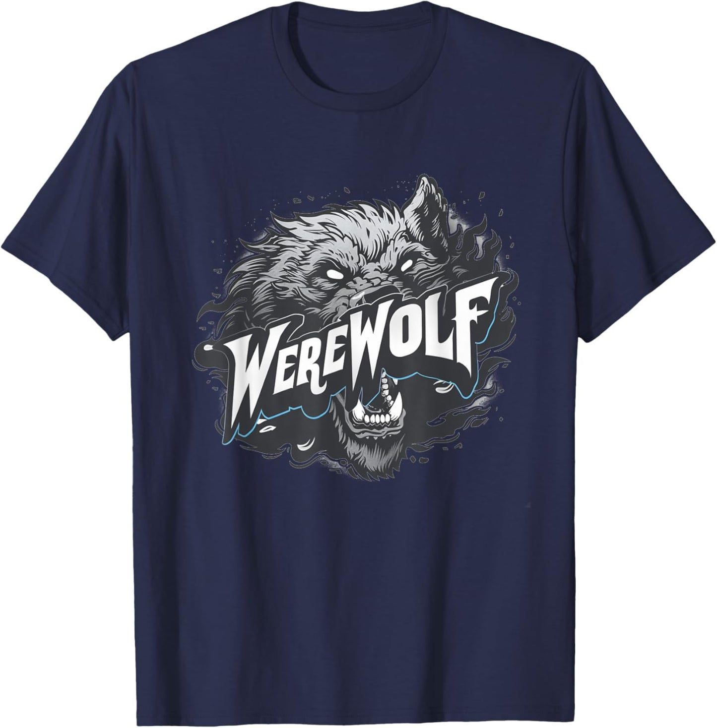 Pretty Werewolf Face for Halloween Boys and Girls T-Shirt - T-Shirt | Navy