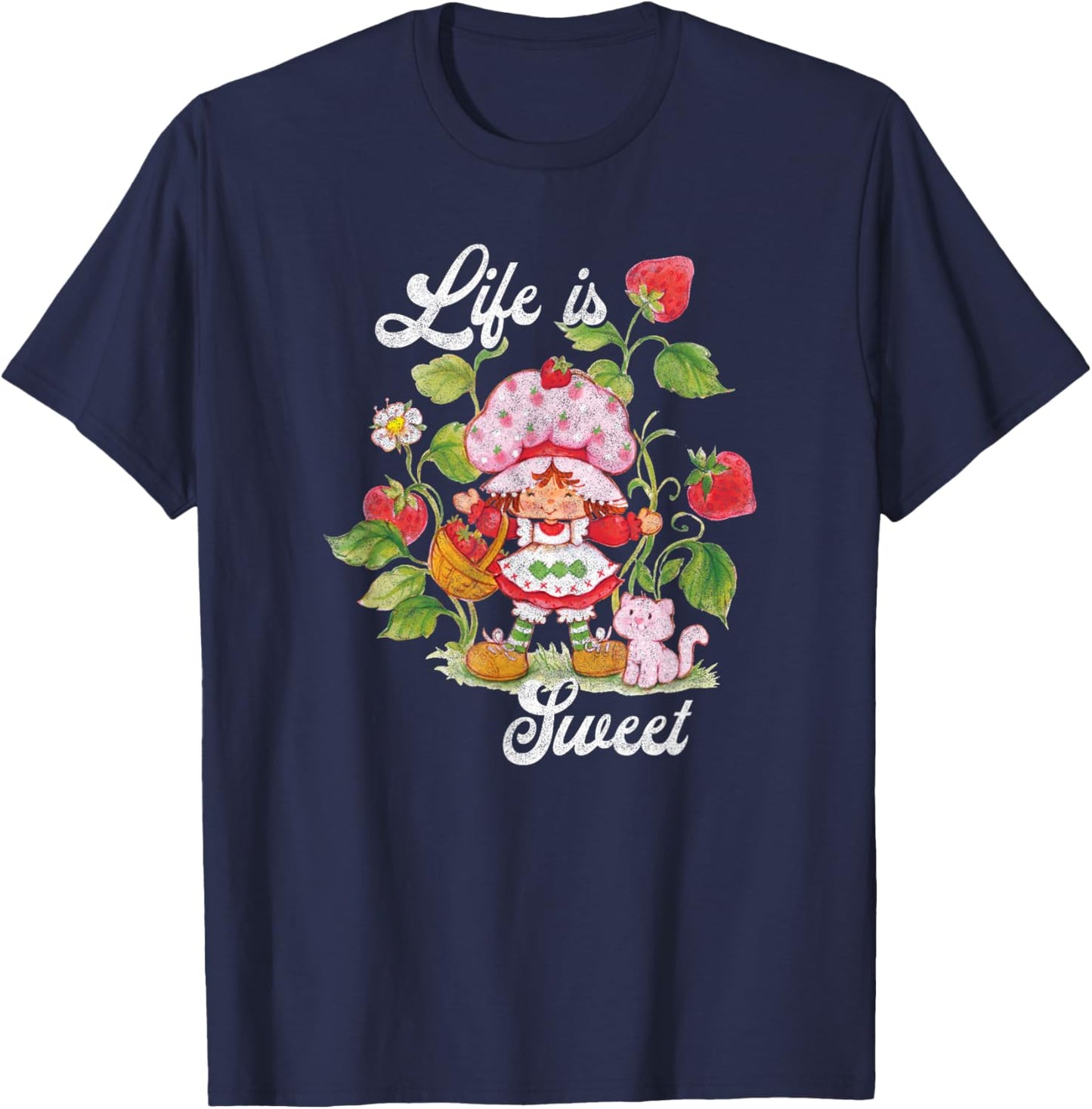 Strawberry Shortcake Life Is Sweet Vintage Berry Garden T-Shirt - T-Shirt | Navy