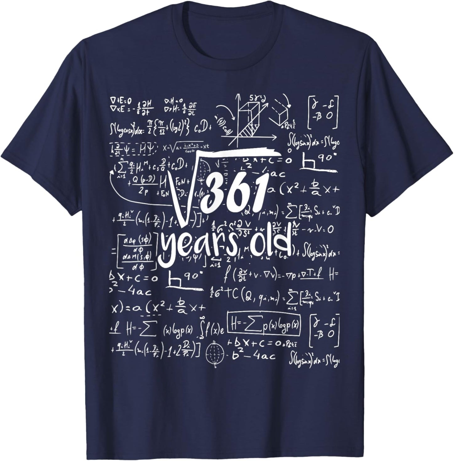 Square Root Of 361 - 19th Birthday 19 Years Old Math Bday T-Shirt - T-Shirt | Navy
