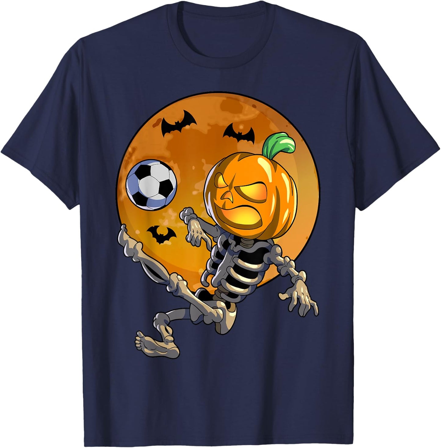 Soccer Skeleton Halloween Men Boys Soccer Halloween T-Shirt - T-Shirt | Navy