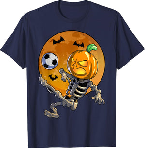 Soccer Skeleton Halloween Men Boys Soccer Halloween T-Shirt - T-Shirt | Navy