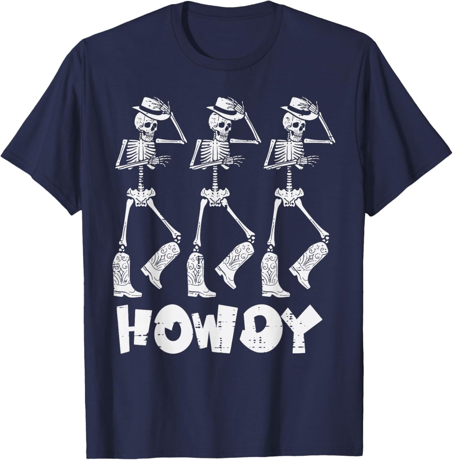 Halloween Cowboy Skeletons Howdy Costume Men Women Kids Boys T-Shirt - T-Shirt | Navy
