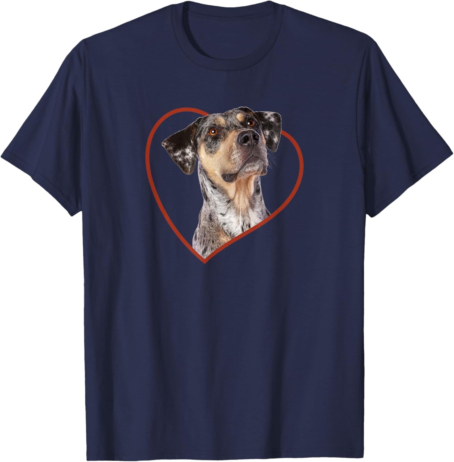 Louisiana Catahoula Leopard Dog Portrait Heart T-Shirt - T-Shirt | Navy