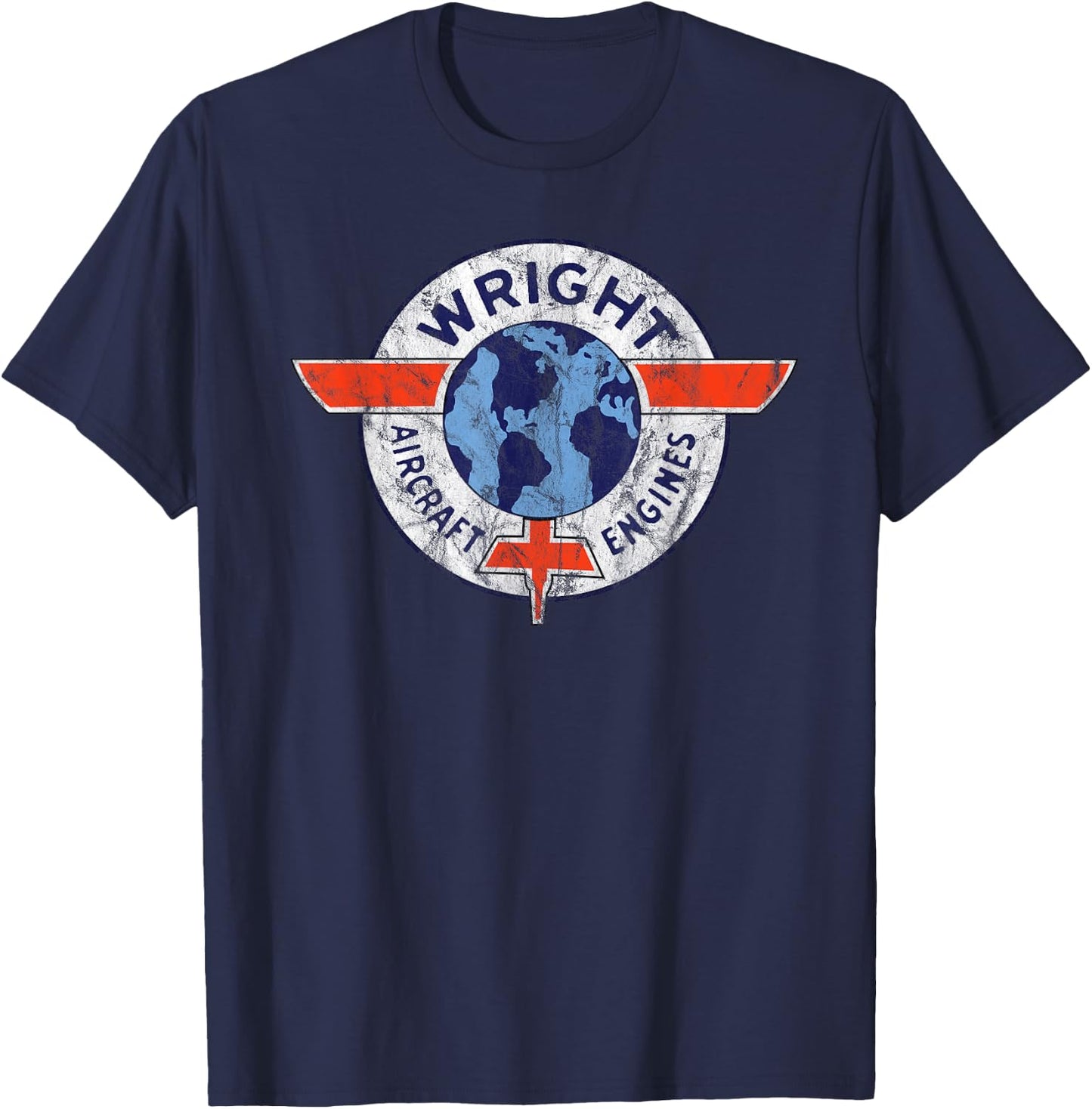 Wright Aircraft Engines Vintage Retro Aviation T-Shirt - T-Shirt | Navy