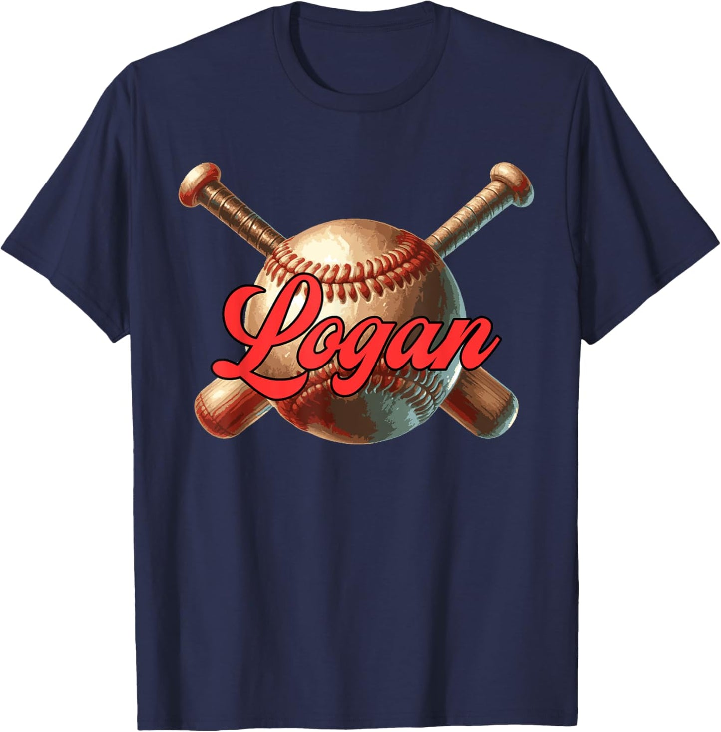 Logan Baseball Custom Name T-Shirt - T-Shirt | Navy