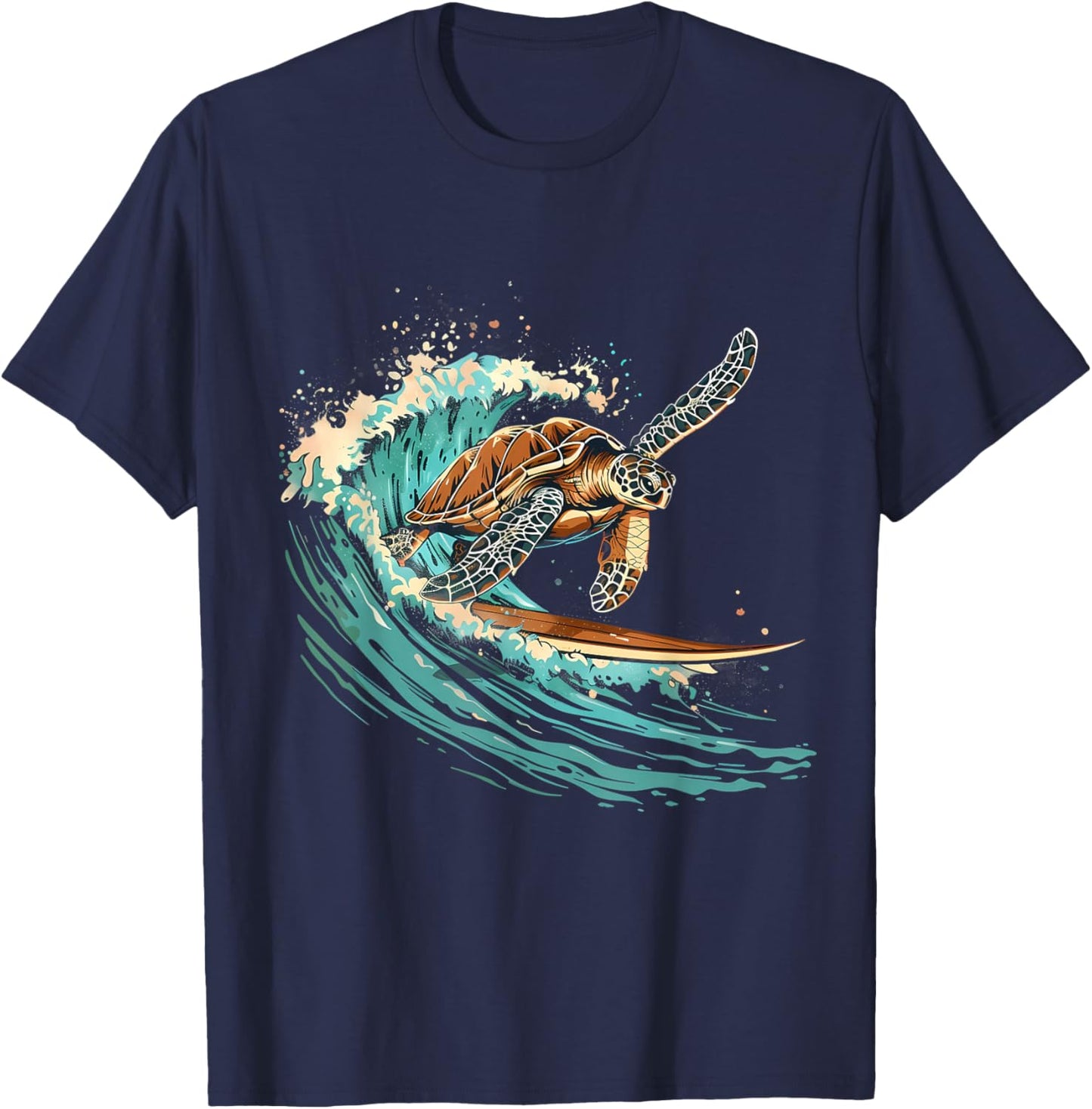 Sea Turtle Surfing Ocean Sea Turtle Ocean Sea Animal Lover T-Shirt - T-Shirt | Navy
